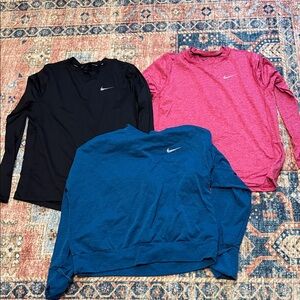 Nike Women's Tops in Black, Pink, and Blue Dri Fit Running Size M